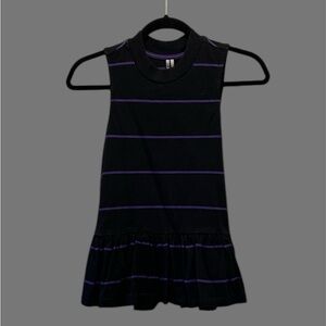Anthropologie Purple and Black Striped Peplum Sleeveless Top Size XS